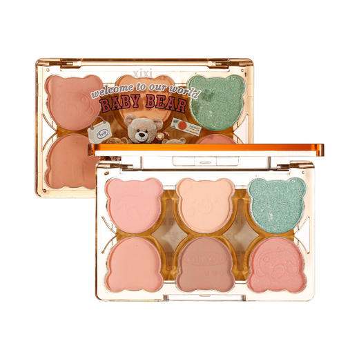 彩妆xixi打工熊六色眼影，清冷碎钻粉，紫蓝撞色，y2k仿妆，烟熏截断眼妆。自由奔放的色彩，演绎个性与时尚的完美结合。售罄速度惊人，艳丽魅惑的色彩让你瞬间成为焦点。 商品图5