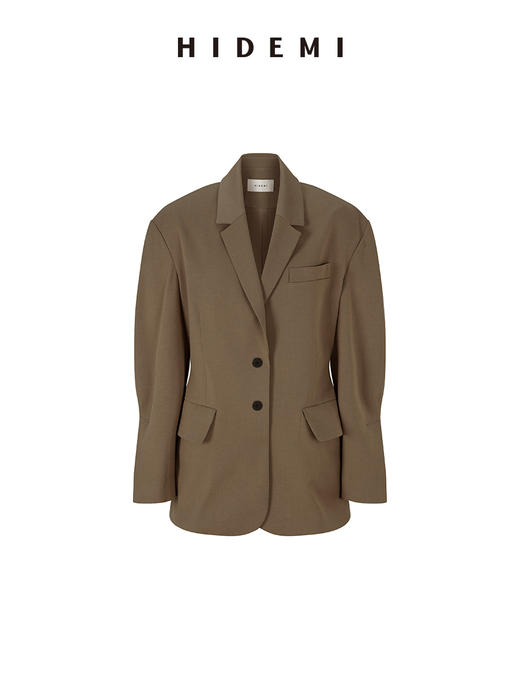 HIDEMI极简立裁设计感弧形肩袖腰带式宽松西装 商品图13