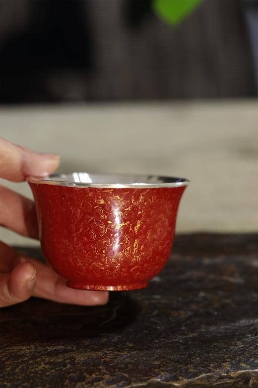大漆银杯°海棠花杯（漆纹随机） 商品图7