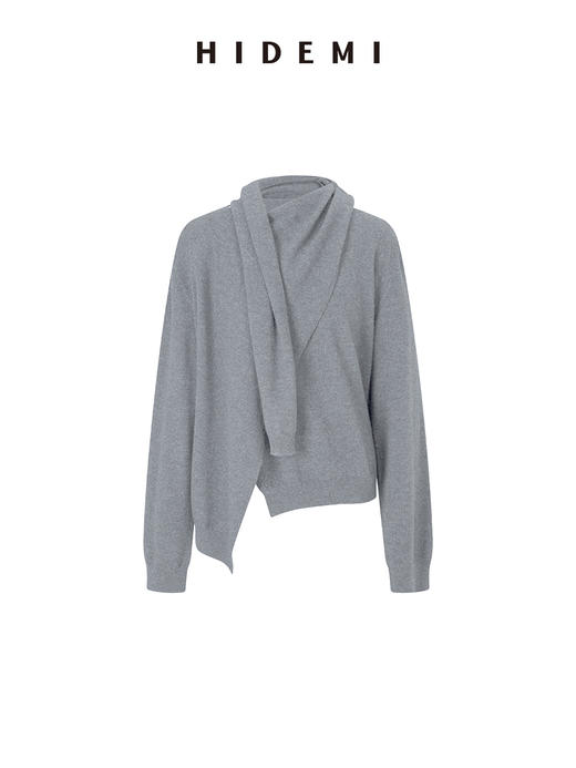 HIDEMI 美丽奴羊毛不对称多穿式毛织上衣 商品图5