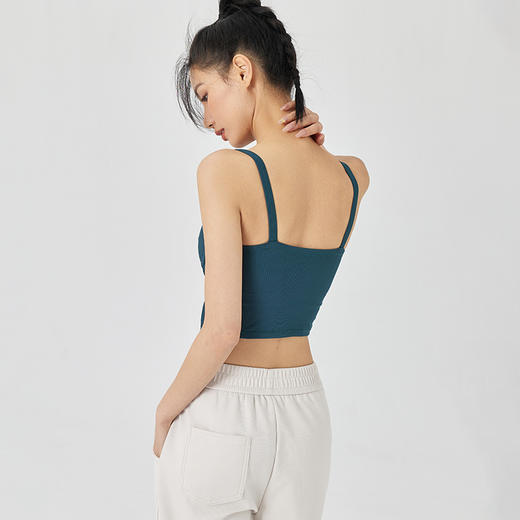Leorrey乐拉复古鱼骨线背心细肩带运动露脐短款运动文胸 商品图2