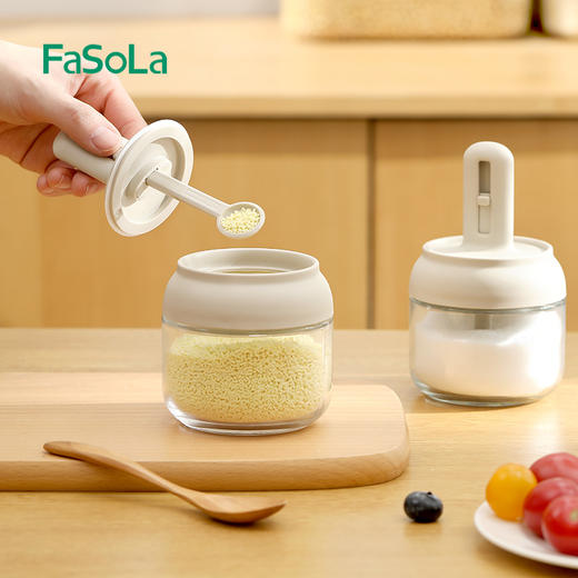 FaSoLa伸缩调料瓶勺盖一体厨房家用调料收纳盒盐味精密封防潮套装 商品图4