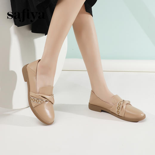 Safiya/索菲娅2024春季新品扭结淑女风真皮软底百搭浅口休闲单鞋 SF41111106 商品图7