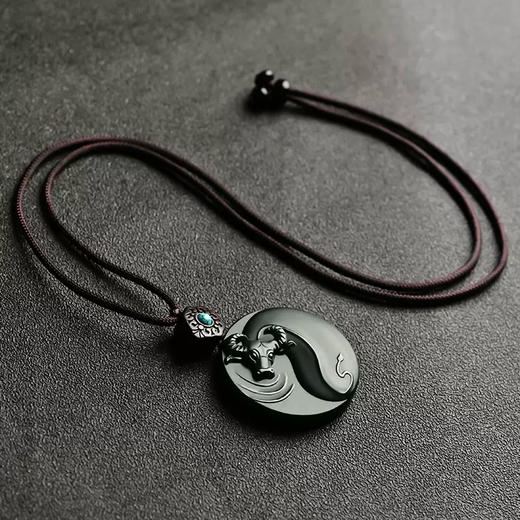 和田墨玉极牛勇进平安扣  精工细作 手工打磨 商品图2