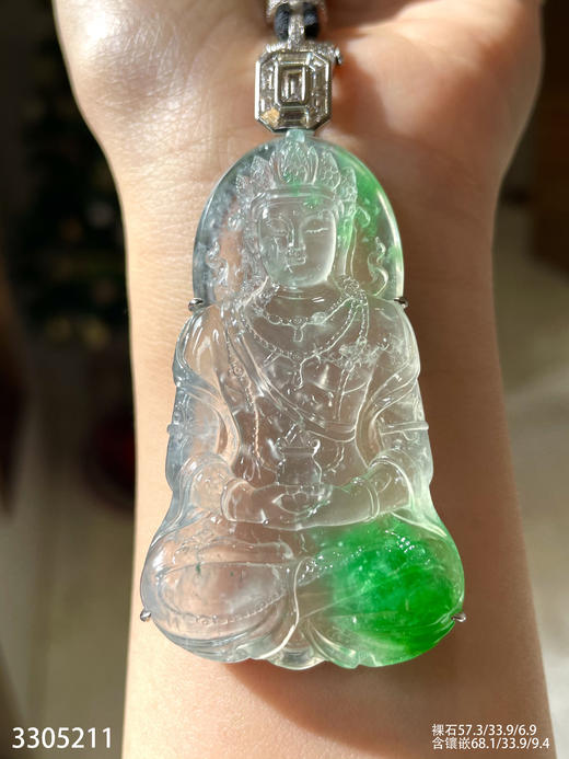 玻璃种飘翠度母吊坠【3305211】具体价格微信咨询 商品图8