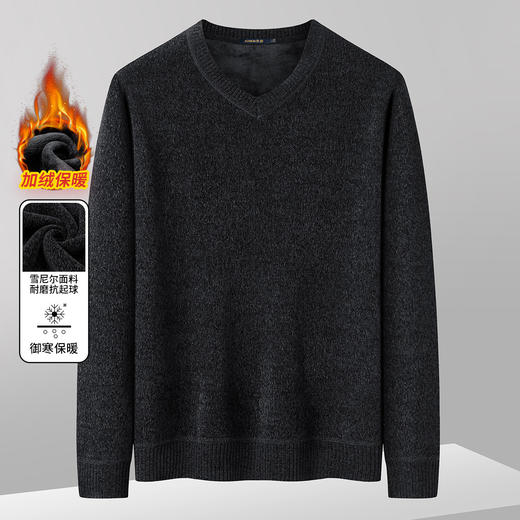 27DKYP2395【加绒加厚】罗蒙秋冬双面绒雪尼尔毛衣男加绒毛衣男士针织衫毛衫男毛t恤 商品图3