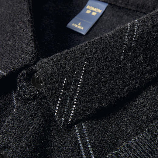 27DKTD9106【海利绒面料】罗蒙速暖绒内里加绒假两件衬衫领针织衫男士毛衣男衬衫 商品图7