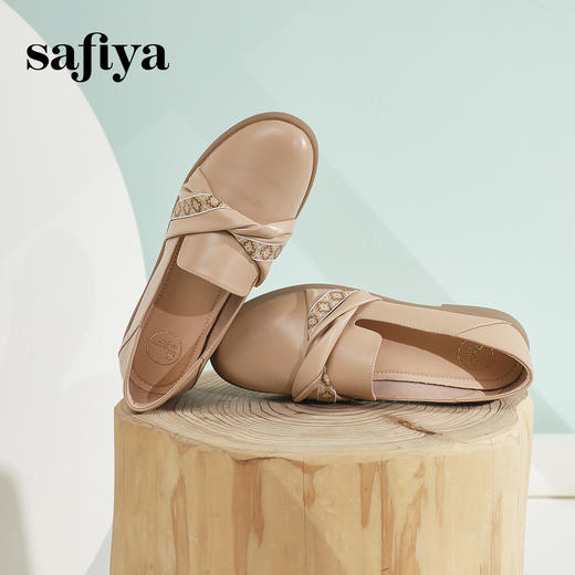 Safiya/索菲娅2024春季新品扭结淑女风真皮软底百搭浅口休闲单鞋 SF41111106 商品图3
