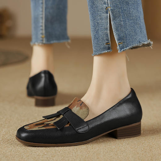 春季新款，乱搭色马毛牛皮舒适乐福鞋小皮鞋女单鞋XHD-D2402 商品图7