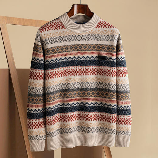 【100绵羊毛 复古风】罗蒙秋冬男士羊毛衫加厚休闲百搭羊毛衫男针织保暖毛衣 商品图1