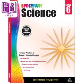 预售 【中商原版】Carson Dellosa Spectrum Science Grade 6 光谱练习册 科学系列 6年级 11-12岁 小学六年级 美国CarsonDellosa