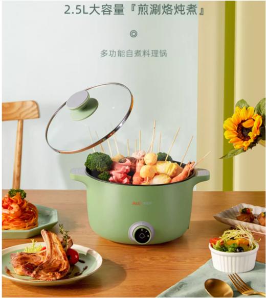 Z1314  奥克斯电煮锅 绿色不粘锅款【无蒸笼】 商品图0