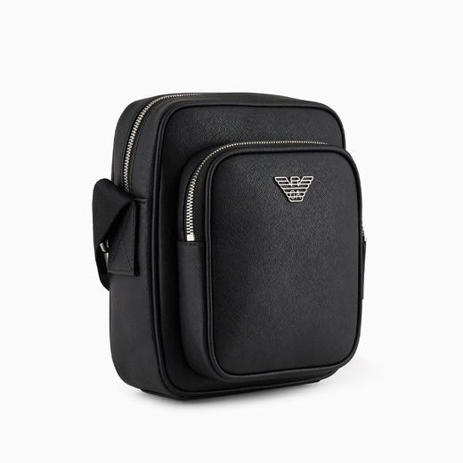 EMPORIO ARMANI 阿玛尼 男士再生 Saffiano 皮革斜挎包 黑色 Y4M387 Y138E 81072 商品图1