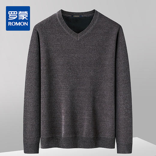 27DKYP2395【加绒加厚】罗蒙秋冬双面绒雪尼尔毛衣男加绒毛衣男士针织衫毛衫男毛t恤 商品图0