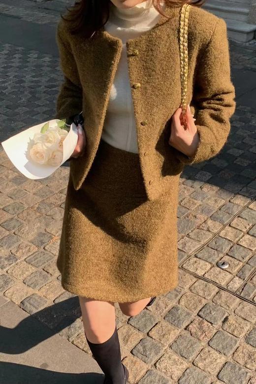 Le Malene 气质圆领咖啡色小香风外套 17450 商品图0