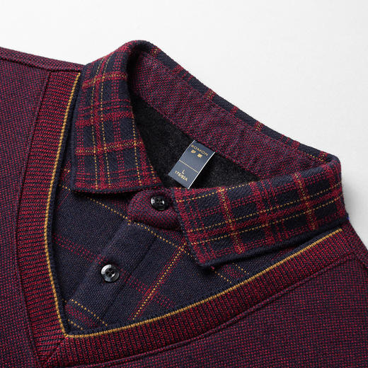 27DKYP925【加绒加厚】罗蒙秋冬含羊毛假两件加绒衬衫男长袖衬衣男长袖加绒针织衫男 商品图4