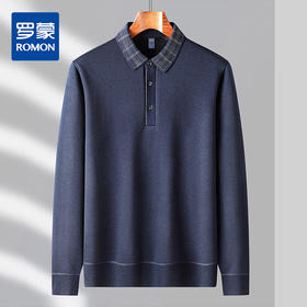 27DKYP2712【加绒加厚】罗蒙秋冬含羊毛t恤男长袖polo衫男加绒休闲毛衣男士针织衫