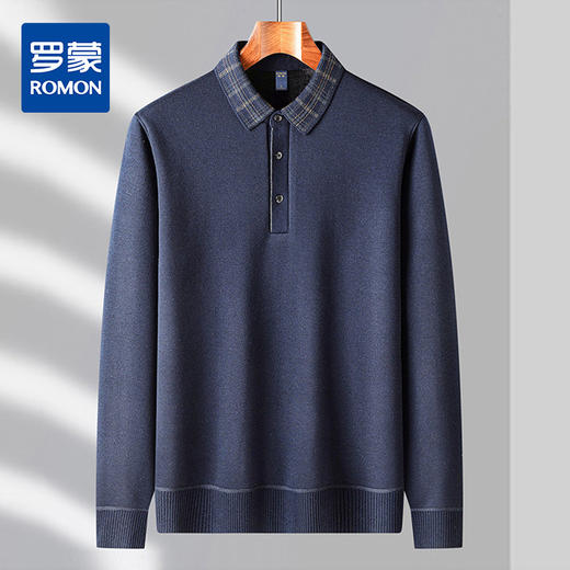 27DKYP2712【加绒加厚】罗蒙秋冬含羊毛t恤男长袖polo衫男加绒休闲毛衣男士针织衫 商品图0