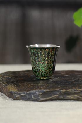 大漆银杯°闻香杯（漆纹随机）