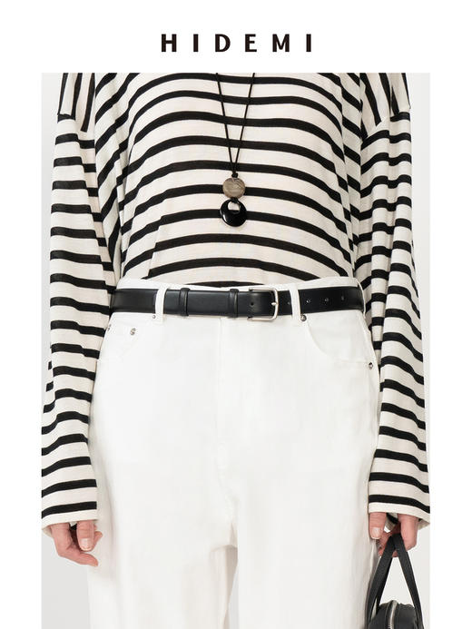 HIDEMI 极简进口牛皮方扣宽腰带 商品图1