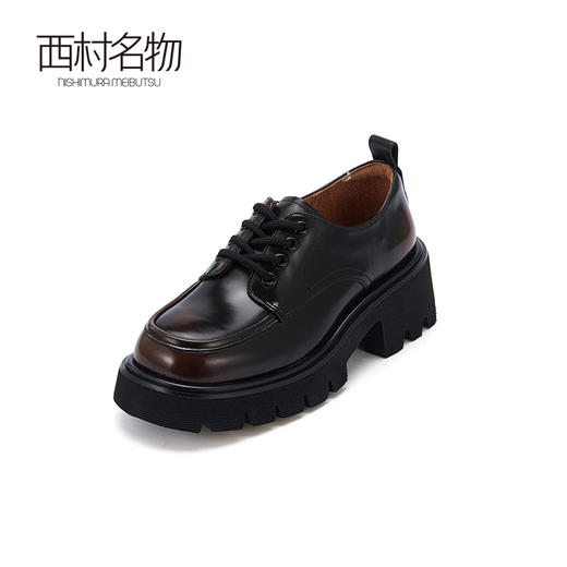 西村名物2024春季新品真皮时尚单鞋气质厚底增高绑带乐福鞋X24AM11491 商品图1