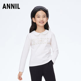 女童乖巧可爱翻领长袖针织衫新款安奈儿童装实体店同款AG411525