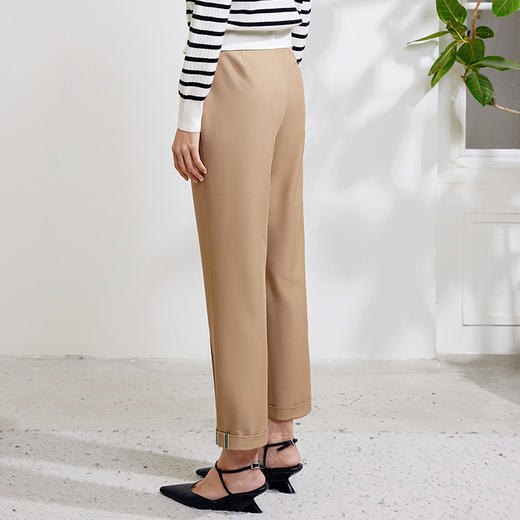 玳莎九分烟管裤女2024春装时尚通勤职场显瘦休闲西装裤翻边设计感 EA36301 商品图3