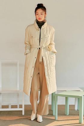 韩都衣舍/Handu Group 温柔风立领长款棉服 14737【不含腰带】