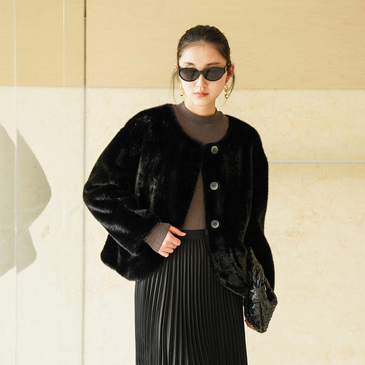 IN AND ON 皮毛一体高级感外套女秋冬新款经典金貂绒环保皮草上衣53880 商品图6