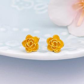 【限时7.5折】【定价黄金】足金999 5G黄金玫瑰花形耳钉(AG5GES00104)（预售产品下单后不退款不退货不换货不补差价）（预售产品下单后不退款不退货不换货不补差价）