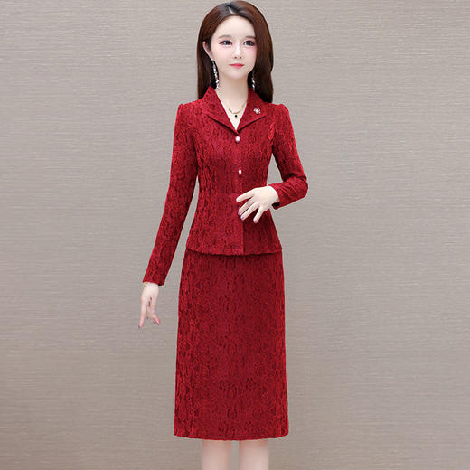 春款翻领长袖气质A字裙，通勤假两件中长款修身时尚连衣裙QYM-XYKL-C319-L 商品图1