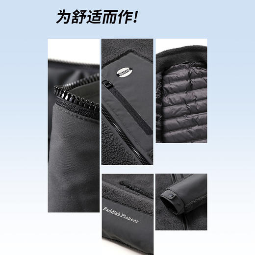 【仿羊羔毛】圣得西立领拼接保暖羽绒服宽松防寒外套 商品图2