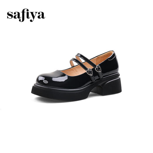 Safiya/索菲娅2024春季新品百搭学院风爱心双带JK厚底粗跟小皮鞋 SF41111143 商品图7
