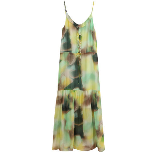 【度假系列】玳莎真丝印花吊带裙2024春装100%桑蚕丝乔其显瘦长裙  EA35002 商品图4