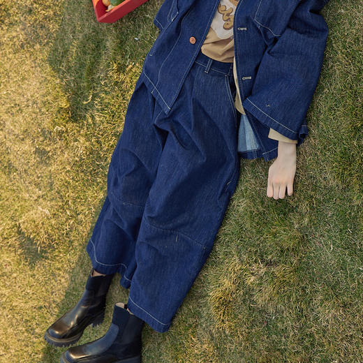 谜底直筒裤女2024春季新款时尚特色高腰宽松牛仔裤女士241MK0157 商品图1