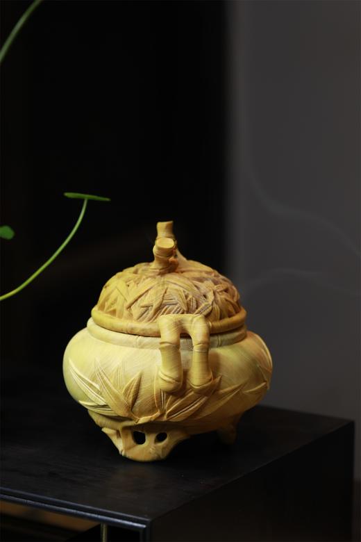 步步高升°黄杨木香炉 商品图2