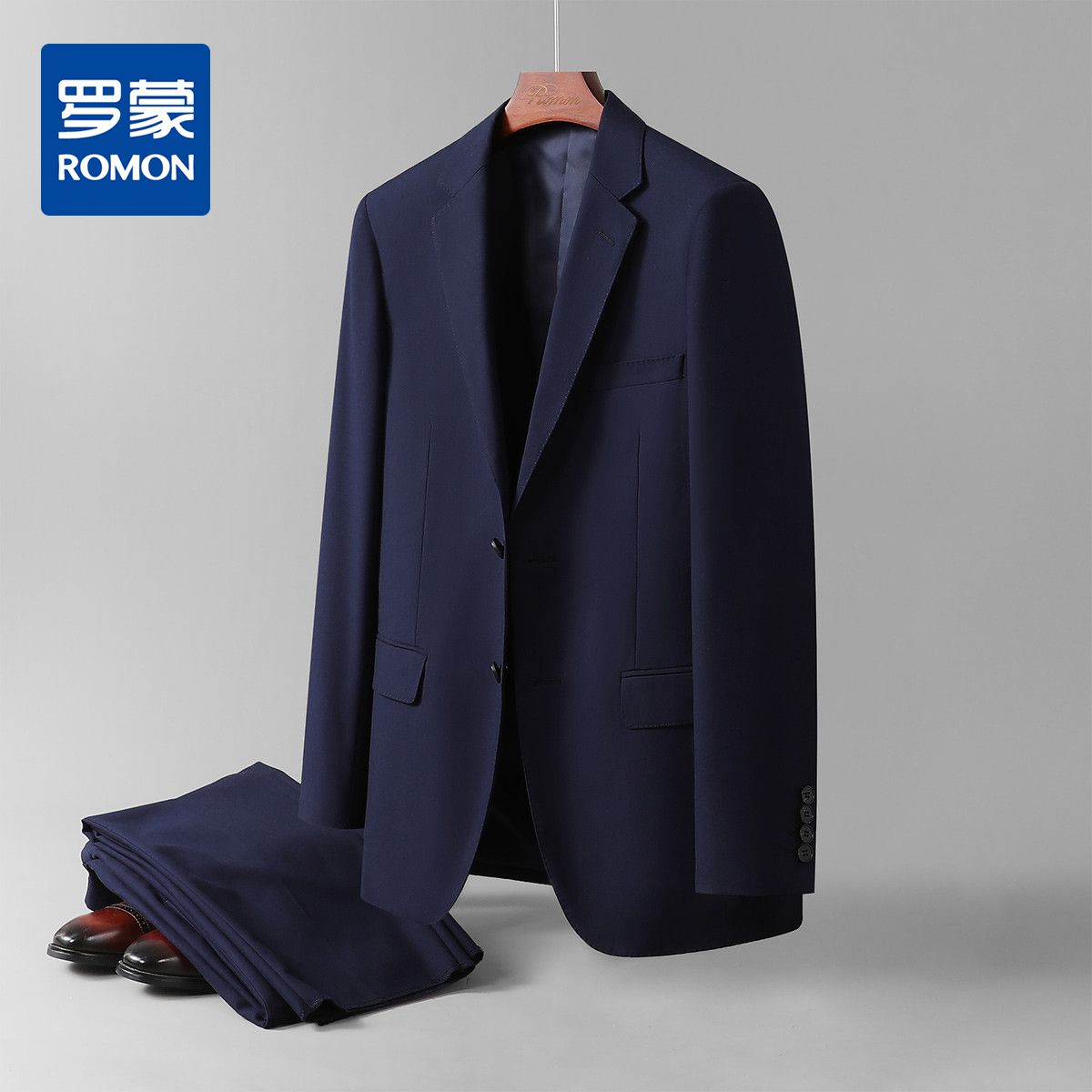 【西装+松紧腰西裤】罗蒙西服套装正装通勤两件套商务婚庆简约男士西服套装