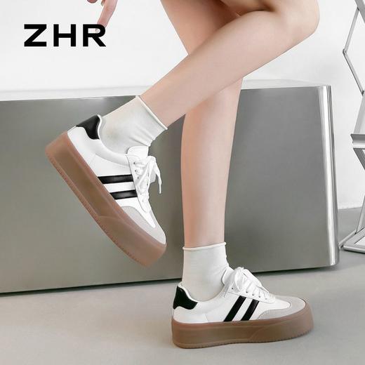 ZHR德训鞋女2024春季新款时尚百搭厚底软底防滑运动休闲板鞋 商品图4