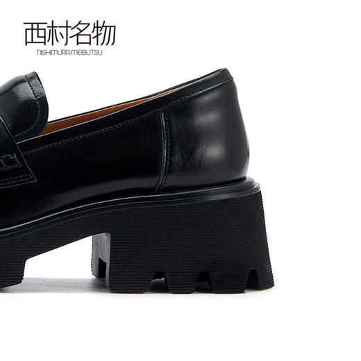 西村名物2024春季新品真皮时尚舒适小皮鞋厚底一脚蹬乐福鞋X24AM11501 商品图2