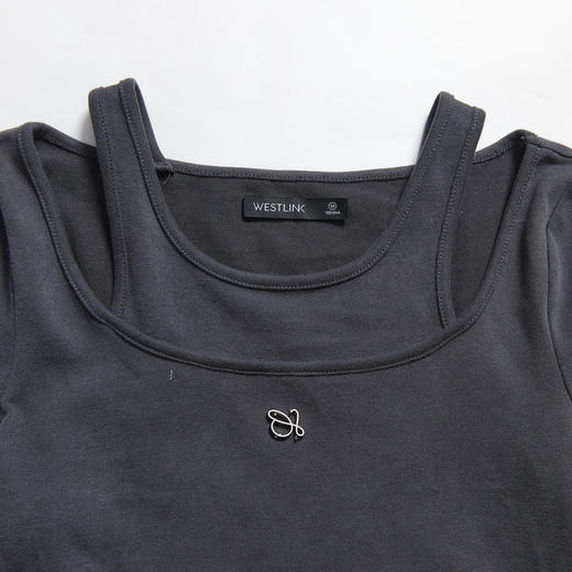 气质优雅假两件镂空长袖连衣裙春季新款亲肤软糯针织长裙V0140101 商品图5