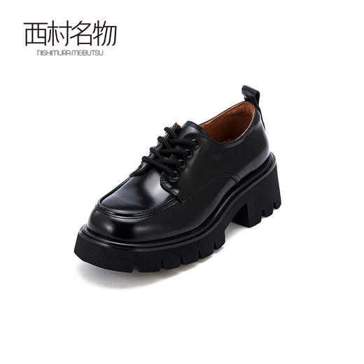 西村名物2024春季新品真皮时尚单鞋气质厚底增高绑带乐福鞋X24AM11491 商品图0