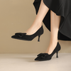 阿么手工女鞋绒面小香风细跟单鞋2025新款百搭气质高跟鞋软底6CM 商品缩略图2