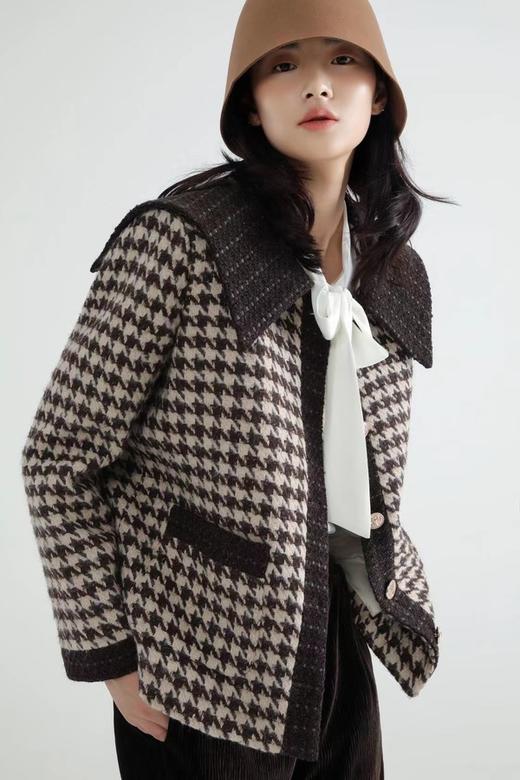 amadella 复古可爱宽松款千鸟格羽绒服外套 17482 商品图2