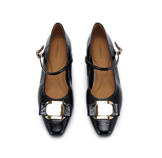 westory2024春季新款休闲小低跟小圆头系带玛丽珍皮鞋W24AE57341 商品图2