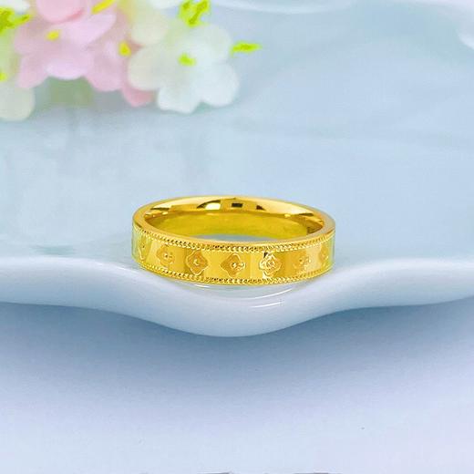 【限时克减150元】足金 【精品】3D硬金CNC空心固口四叶草万花筒圈戒(AR3DJZ00007)（预售产品下单后不退款不退货不换货不补差价） 商品图1