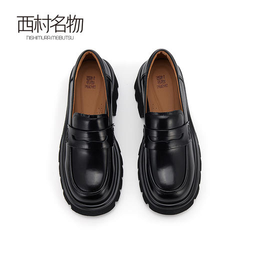 西村名物2024春季新品真皮时尚舒适小皮鞋厚底一脚蹬乐福鞋X24AM11501 商品图1