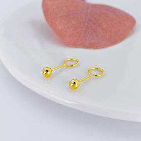 【限时克减150元】足金999 (足金999字印)5G黄金空心光珠圆珠泡钉耳钉（约3.8mm）(5GES00426-02)（预售产品下单后不退款不退货不换货不补差价）