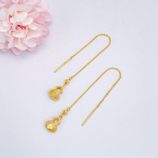 【限时克减150元】足金999 #葫芦 (足金999字印)5G黄金福字镂空葫芦耳线(5GES00575)（预售产品下单后不退款不退货不换货不补差价） 商品图1