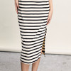 谜底连衣裙无袖女2024春新款文艺风条纹亲肤修身中长裙241ML0117 商品缩略图3