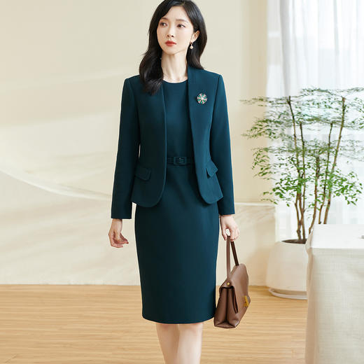 米思阳2026春季新款通勤气质时尚套装开衫西装连衣裙两件套女0866 商品图1